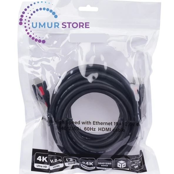 SL-HDM4K105 19+1 HDMI To HDMI 5mt V2.0 4K (3840-2160) 60Hz Kablo - 5