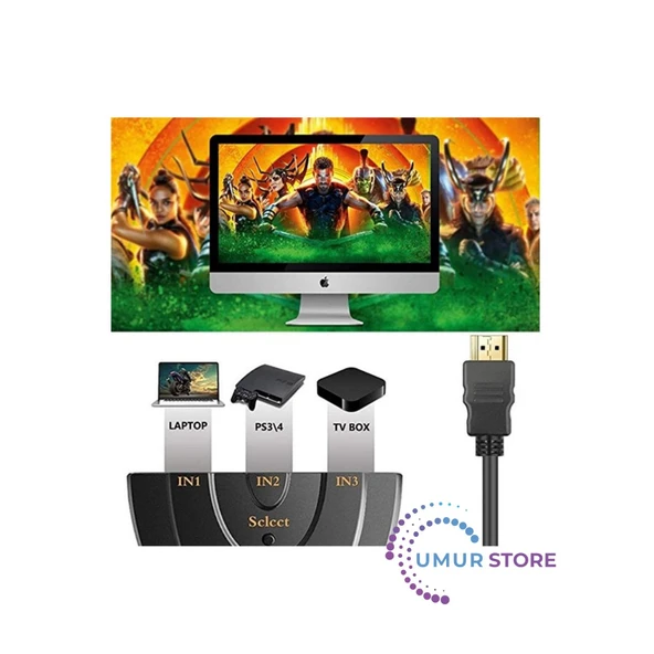 Ally 3 Port Hdmı Çoklayıcı Full Hd HDMI Switch - Resim 3