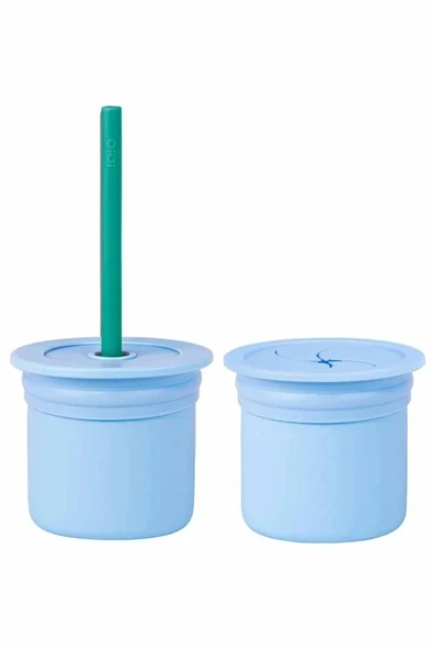 Nessiworld    Pipetli Silikon Bardak Seti Mineral Blue / Aqua Green