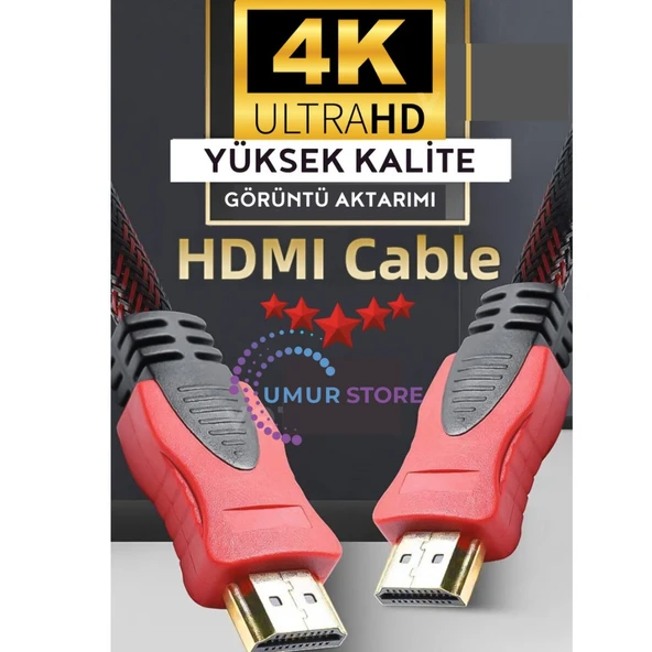 HDMI Kablo 1.5 Metre Örgü Sargılı Dayanıklı Full Hd Televizyon / Monitör / Tv HDMI Kablosu - 2