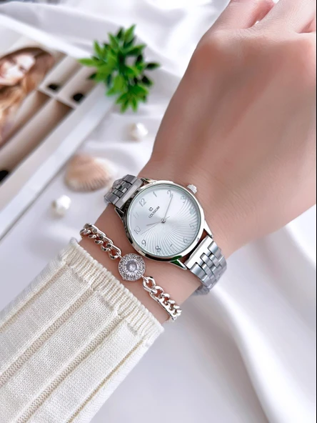 Coliseum Özel Tasarım Vintage Seri Kadın Kol Saati+ Bileklik Hediyeli CL8698.BM5 - Resim 2