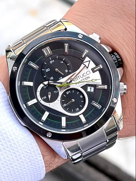 Ferrucci Çelik Kordon İç Fonksiyonları Aktif 30 Mt Suya Dayanıklı Erkek Kol Saati ürün görseli