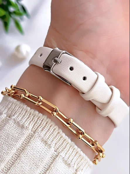 Coliseum Deri Kordon Vintage Seri Kadın Kol Saati+Bileklik Hediyeli CL8104.BM5 - Resim 3