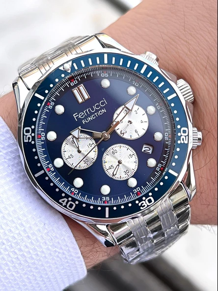 Ferrucci Çelik Kordon İç Fonksiyonları Aktif 30 Mt Suya Dayanıklı Erkek Kol Saati BMF.14042.2 ürün görseli