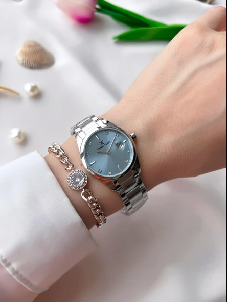 Daniel Klein Çelik Kordon 30 Mt Suya Dayanıklı Kadın Kol Saati+Bileklik BFG.10757X2 - 2