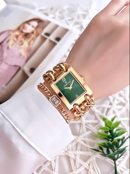 Daniel Klein Çelik Zincir Tasarım Kordonlu 30 Mt Suya Dayanıklı Kadın Kol Saati+Bileklik B.10036.S5 - Resim 2