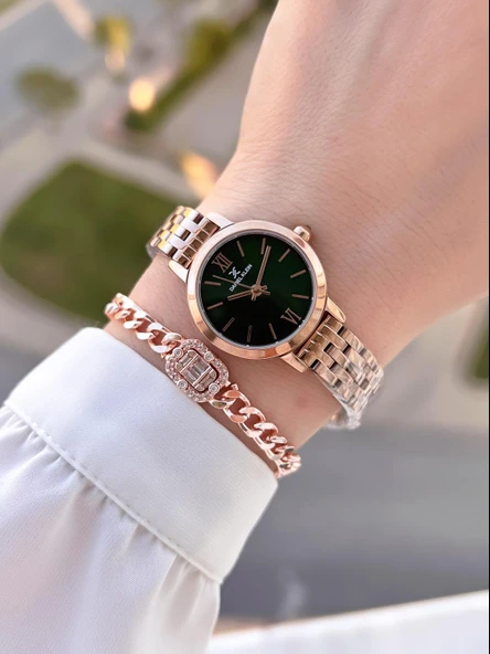 Daniel Klein Çelik Kordon 2 Yıl Garantili 3 Atm Suya Dayanıklı+Bileklik Kadın Kol Saat BFG.13779.9 - Resim 2