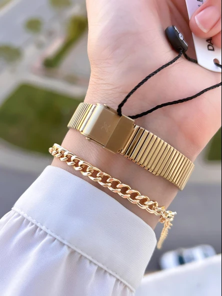 Daniel Klein Çelik Kordon Köşeli Kasa 2 Yıl Garantili Bileklik Hediyeli Kadın Kol Saat BFG.10835.5 - Resim 3