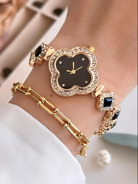 Coliseum Özel Tasarım Vintage Seri Full Taşlı Kadın Kol Saati+Bileklik Hediyeli CL8751.L03 ürün görseli
