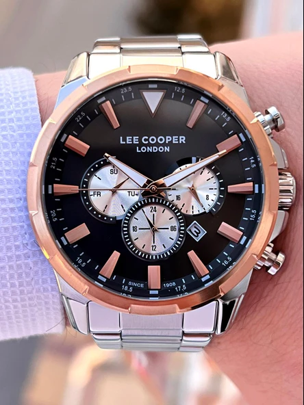 Lee Cooper Çelik Kordon Kadran Özellikleri Aktif 50 Mt Suya Dayanıklı Erkek Kol Saati FBLC.07385.560 - Resim 2