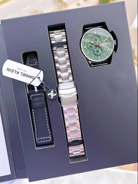 Daniel Klein Çelik Kordon & Deri Kordonlu İç Fonksiyonları Aktif 3 Atm Erkek Kol Saati BCK.10737.Y3