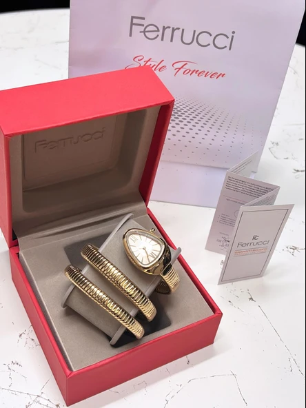 Ferrucci Yılan Dolamalı Çelik Kordon 2 Yıl Garantili 3 Atm Suya Dayanıklı Kadın Kol Saati C.03442.3 - Resim 3