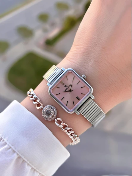 Daniel Klein Çelik Kordon Köşeli Kasa 2 Yıl Garantili Bileklik Hediyeli Kadın Kol Saat BFG.10835.2 - Resim 2