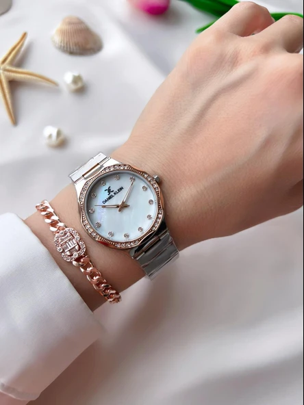 Daniel Klein Çelik Kordon 30 Mt Suya Dayanıklı Kadın Kol Saati+Bileklik BFG.10734X5 - Resim 2