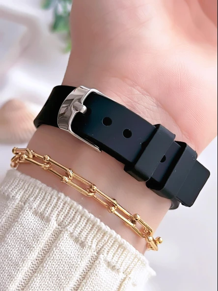 Coliseum Silikon Kordon Vintage Seri Kadın Kol Saati+Bileklik Hediyeli CL.8365.BM2 - Resim 3