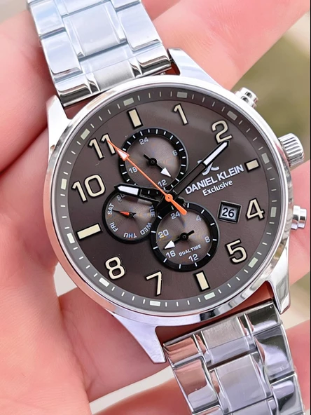 Daniel Klein Çelik Kordon & Deri Kordonlu İç Fonksiyonları Aktif 3 Atm Erkek Kol Saati BCK.10737.K4 - Resim 5