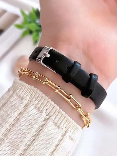 Coliseum Deri Kordon Vintage Seri Kadın Kol Saati+Bileklik Hediyeli CL8104.BM3 - Resim 3