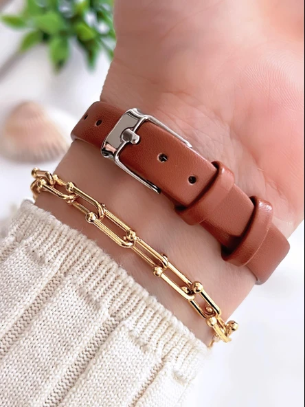 Coliseum Deri Kordon Vintage Seri Kadın Kol Saati+Bileklik Hediyeli CL8104.BM1 - Resim 3