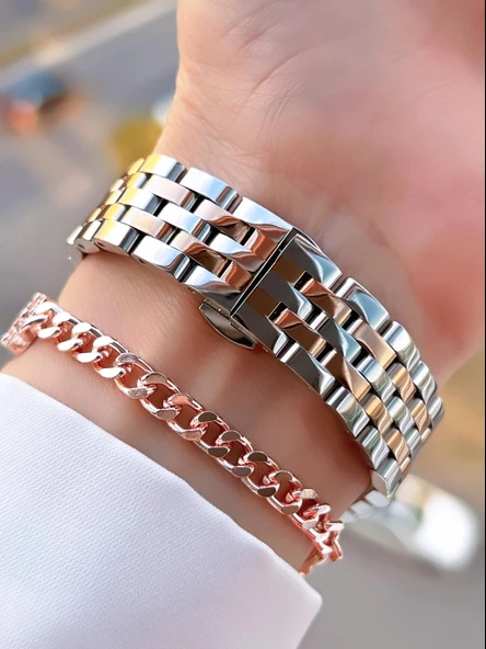 Ferrucci Kristal Camlı Çelik Kordon 2 Yıl Garantili 3 Atm Kadın Kol Saati+Bileklik NS.FRC.0041.L4 - Resim 4