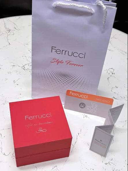 Ferrucci Kesme Kristal Camlı Çelik Kordon 2 Yıl Garantili 3 Atm Kadın Kol Saati+Bileklik B01119.01 - Resim 5