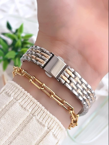 Coliseum Özel Tasarım Vintage Seri Kadın Kol Saati+ Bileklik Hediyeli LC8458.B4 - Resim 3