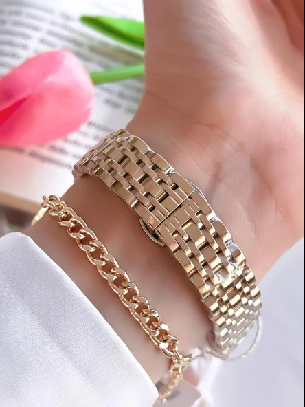 Ferrucci Çelik Kordon İyon Kaplama Kasa 30 Mt Suya Dayanıklı Kadın Kol Saati+Bileklik BS.1.01102.2 - Resim 2