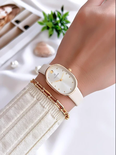 Coliseum Deri Kordon Vintage Seri Kadın Kol Saati+Bileklik Hediyeli CL8104.BM5 - Resim 2