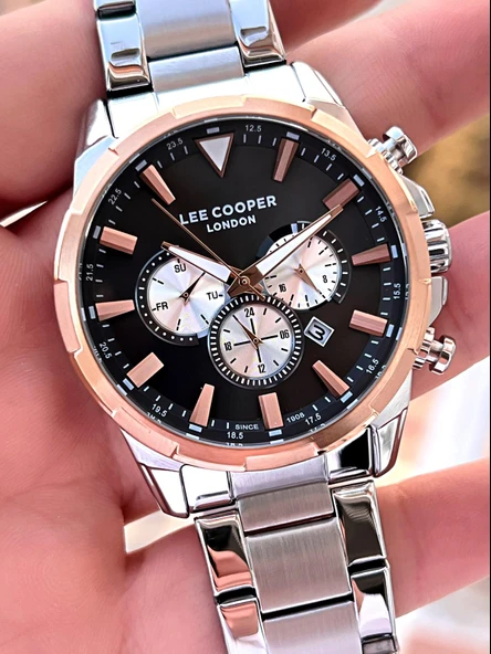 Lee Cooper Çelik Kordon Kadran Özellikleri Aktif 50 Mt Suya Dayanıklı Erkek Kol Saati FBLC.07385.560 - Resim 3