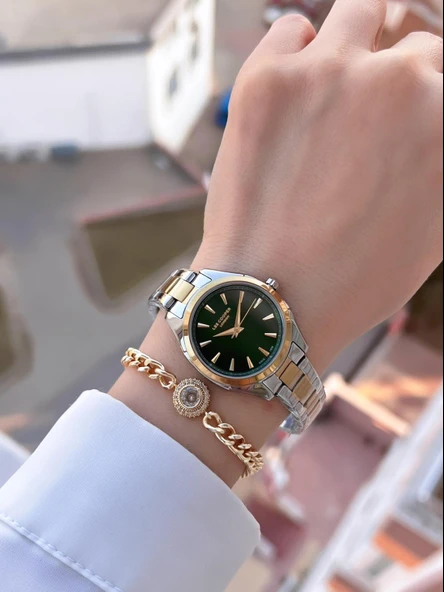 Lee Cooper Çelik Kordon 2 Yıl Garantili 3 Atm Suya Dayanıklı Kadın Kol Saati+Bileklik F.08006.270 - 2