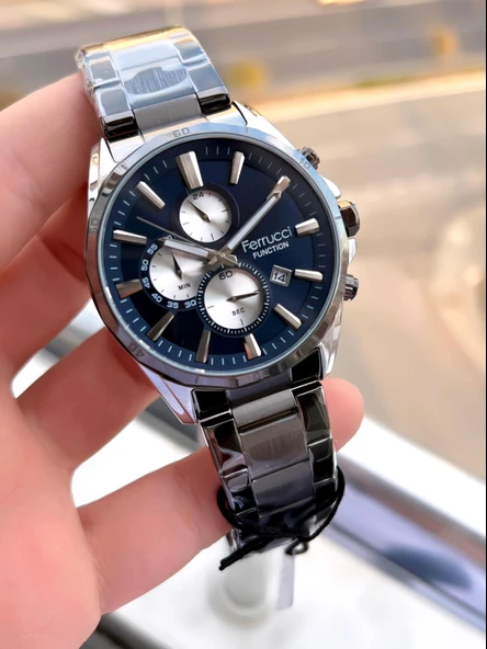 Ferrucci Çelik Kordon İç Fonksiyonları Aktif 30 Mt Suya Dayanıklı Erkek Kol Saati BMF.14084.5 - Resim 3