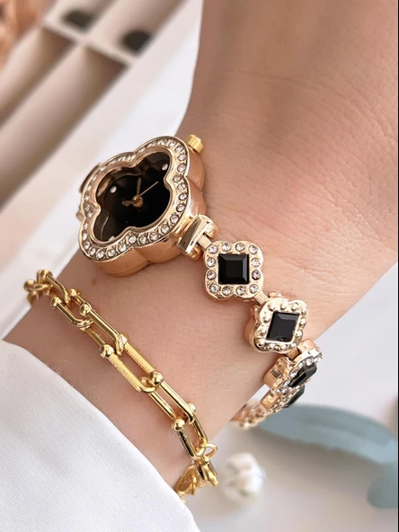 Coliseum Özel Tasarım Vintage Seri Full Taşlı Kadın Kol Saati+Bileklik Hediyeli CL8751.L03 - Resim 3