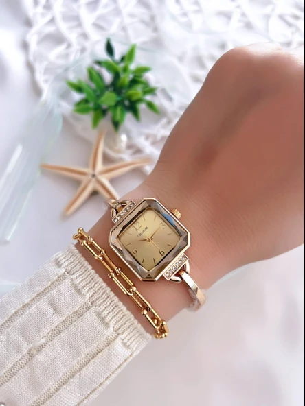 Coliseum Özel Tasarım Vintage Seri Kadın Kol Saati+ Bileklik Hediyeli CL8458.M3 - Resim 2