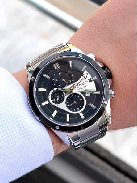 Ferrucci Çelik Kordon İç Fonksiyonları Aktif 30 Mt Suya Dayanıklı Erkek Kol Saati - Resim 2