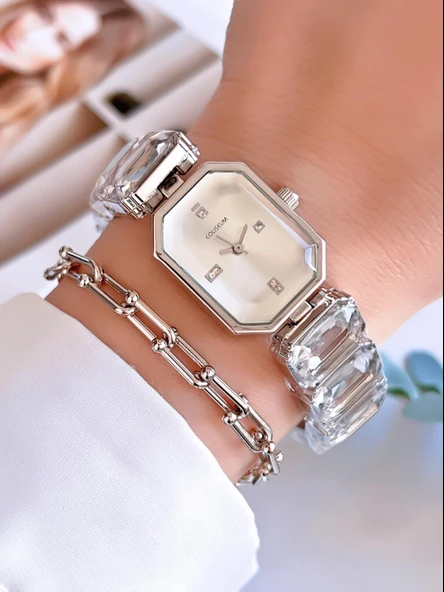 Coliseum Özel Tasarım Vintage Seri Taşlı Kordon Model Kadın Kol Saati+Bileklik Hediyeli CL8888.S04 ürün görseli
