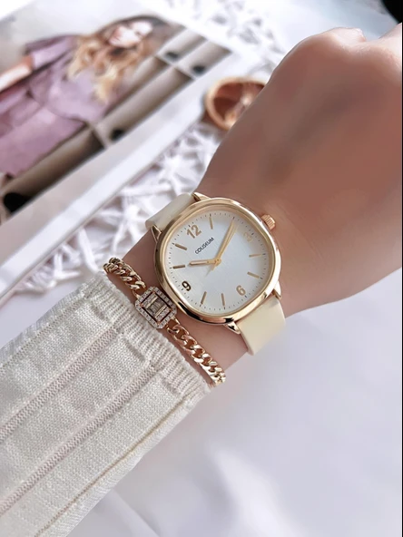 Coliseum Deri Kordon Vintage Seri Kadın Kol Saati+Bileklik Hediyeli CL.8365.BM5 - Resim 2