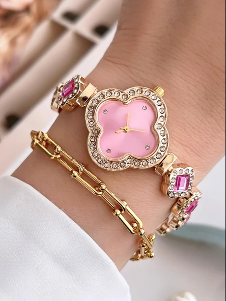 Coliseum Özel Tasarım Vintage Seri Full Taşlı Kadın Kol Saati+Bileklik Hediyeli CL8751.L02 ürün görseli