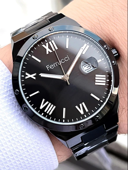 Ferrucci Çelik Kordon İyon Kaplama Takvimli Kadran 30 Mt Suya Dayanıklı Erkek Kol Saati ürün görseli
