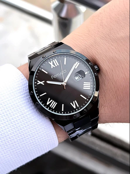 Ferrucci Çelik Kordon İyon Kaplama Takvimli Kadran 30 Mt Suya Dayanıklı Erkek Kol Saati - Resim 2