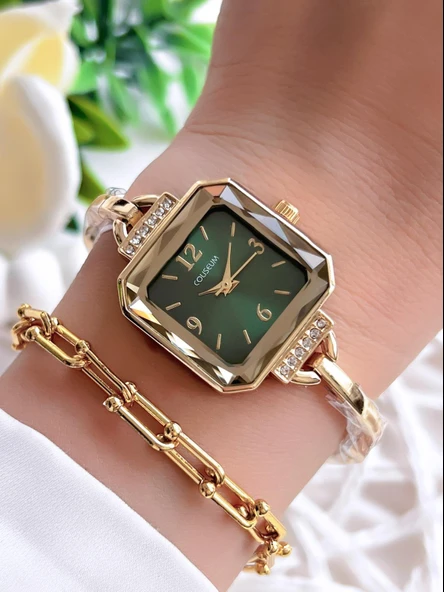 Coliseum Özel Tasarım Vintage Seri Kadın Kol Saati+ Bileklik Hediyeli CL8458.M1 ürün görseli