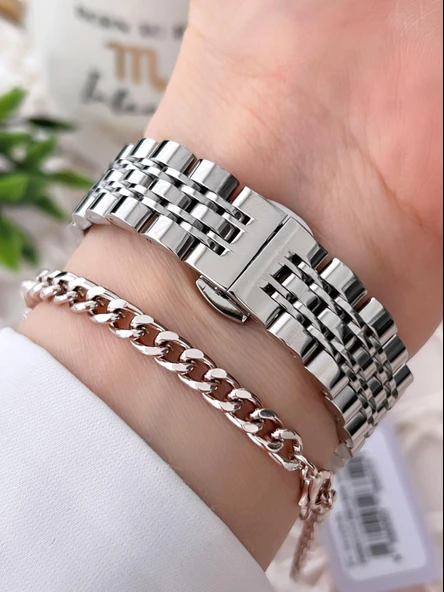 Ferrucci Kesme Kristal Camlı Çelik Kordon 2 Yıl Garantili 3 Atm Kadın Kol Saati+Bileklik B01119.01 - Resim 3