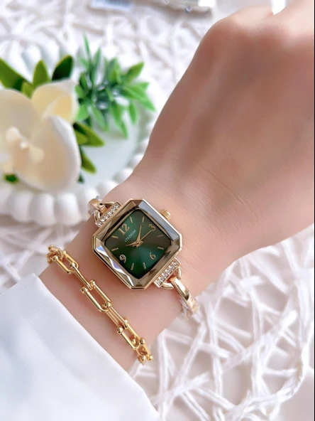 Coliseum Özel Tasarım Vintage Seri Kadın Kol Saati+ Bileklik Hediyeli CL8458.M1 - Resim 2