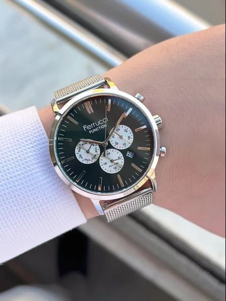 Ferrucci Çift Kordonlu Deri Ve Çelik Hasırlı İç Fonksiyonları Aktif 3 Atm Erkek Kol Saati EFC.03L.04 - 5