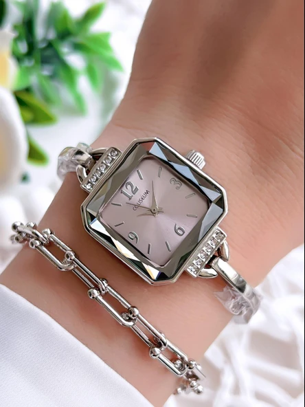 Coliseum Özel Tasarım Vintage Seri Kadın Kol Saati+ Bileklik Hediyeli CL8458.M9 ürün görseli