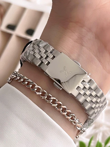 Daniel Klein Çelik Kordon Takvimli Kadran 30 Mt Suya Dayanıklı Kadın Kol Saati+Bileklik BFG.10038.G1 - Resim 3