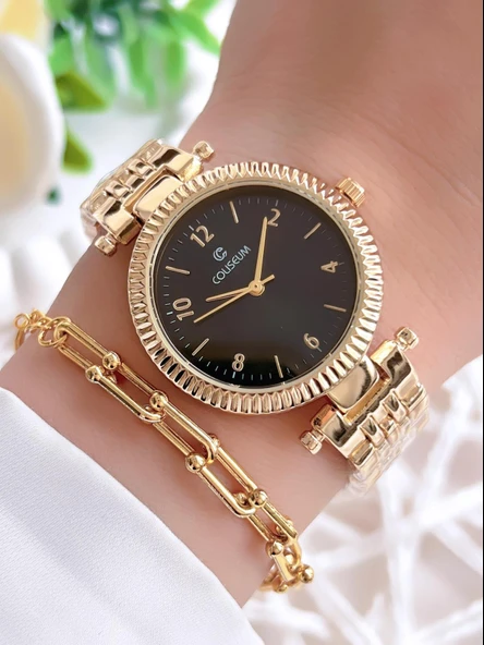 Coliseum Özel Tasarım Vintage Seri Kadın Kol Saati+ Bileklik Hediyeli CL8709.M3 ürün görseli