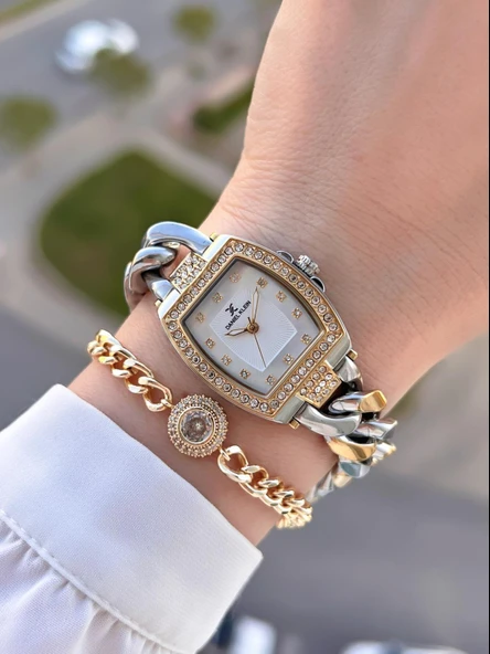 Daniel Klein Çelik Kordon 2 Yıl Garantili 3 Atm Suya Dayanıklı+Bileklik Kadın Kol Saati BFG.13717.3 - Resim 2