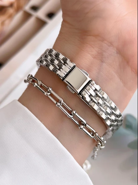 Coliseum Özel Tasarım Vintage Seri Aynalı Kasa Kadın Kol Saati+Bileklik Hediyeli CL8645.A02 - Resim 3