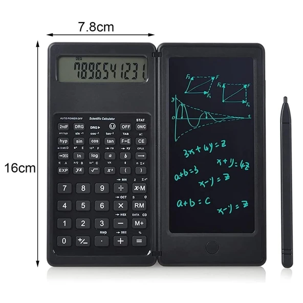 Silinebilir LCD Yazı Tabletli,Kalemli Katlanabilir Bilimsel Hesap Makinesi - Resim 4