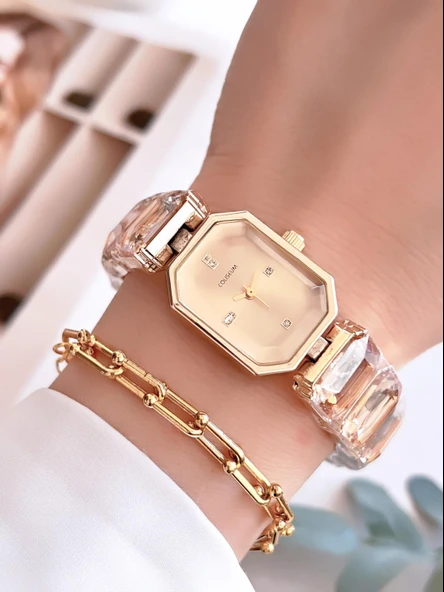 Coliseum Özel Tasarım Vintage Seri Taşlı Kordon Model Kadın Kol Saati+Bileklik Hediyeli CL8888.S05 ürün görseli