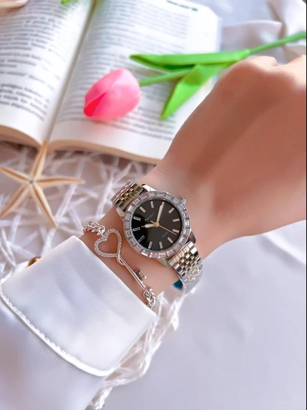 Ferrucci Çelik Kordon İyon Kaplama Kasa 30 Mt Suya Dayanıklı Kadın Kol Saati+Bileklik MF.1.01110.3 - Resim 2